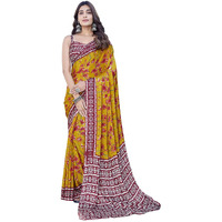 Yashika Women's Elegant Chiffon Saree Set with Blouse Piece: Elevate your style with this chic chiffon saree ensemble. Perfect for trendsetting women (AZ-YS-P1-REENU YELLOW)