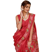 Yashika Women's Woven Latest Art Silk and Tassels Saree with Unstitched Blouse Material (AZ-YS-P3-NAFIZA-Parent-NEW_Red)