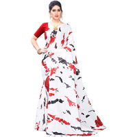 Yashika silk with blouse piece Saree (CLOUD WHITE Free Size)