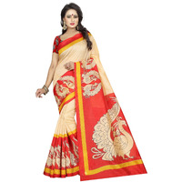 Yashika women's art silk kalamkari and bhagalpuri style saree with blouse piece (Multi-Color_Free_Size) SDPL-NILKANTH RED