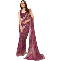 Yashika Women's Woven Latest Georgette Saree with Lace and Blouse Material (AZ-YS-P2-AACHAL-KORAM-Parent_Purple)