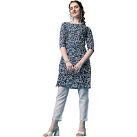 Yashika Women's Crepe Black Color Straight Stitched Kurti || Kurta (YS-K1105-L)