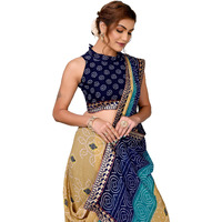 Yashika Women's Woven Latest Georgette Saree with Lace and Blouse Material (AZ-YS-P3-AACHAL-KORAM-Parent-NEW_Chiku Navy)