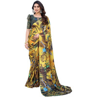 Yashika Women's Elegant Chiffon Saree Ensemble with Blouse Fabric - Embrace Trendy Style in this Exquisite Ethnic Attire (AZ-YS-P1-AASMA BROWN)