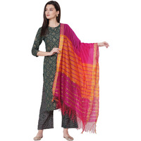 ANNI DESIGNER Women's Cotton Straight Kurta with Palazzo (KUR118_S_Orange_Small)