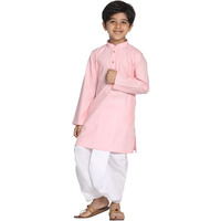 VASTRAMAY Boys' Pink Kurta and Dhoti Set (VASBK007PNnBDT015WH_Age-2-3 Years_Pink)