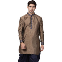 VASTRAMAY Men's Navy Blue Cotton Silk Blend Kurta_VASMUK006NB_36