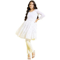 VASTRAMAY YUVA Girls' White Kurta and Churidar_VYUVGK133WHnVCWH_36XL
