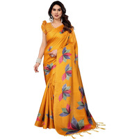 Yashika Women's Printed Art Silk Women Saree Kanjivaram Saree with Blouse Material |saree for Women | Saree | New Sari | Latest Saree (AZ-YS-P1-DENISHA YELLOW JHALAR)