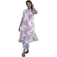 ANNI DESIGNER Women's Rayon Viscose Straight Printed Kurta with Pant (Sunoni Lavender_XXL_Lavender_XX-Large)