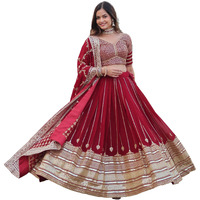 Wedani Faux Georgette Sequins Zari Embroidered Work Lehenga Choli For women (MAROON)