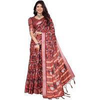Yashika Women's Digital Print Cotton Silk Blend Saree with Silver Weaving Border and Tassels - Elegant Ethnic Wear for Festive and Casual Occasions (AZ-YS-P1-TIGER15)