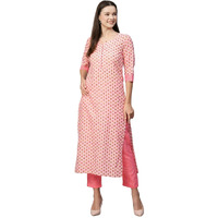 ANNI DESIGNER Women's Cotton Blend Printed Straight Kurta with Pant (Otti Pink-N2W_XL_Pink_X-Large)