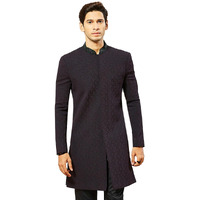 VASTRAMAY Men's Wine Silk Blend Indo Western Top Only, Silk Blend Emboss Fabric Indo Western For Men, Traditional Indian Wear for Weddings & Festivals