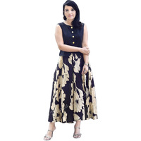 ANNI DESIGNER Women's Rayon Viscose Printed Skirt and Top Dress Set (BAKUL Black_XL_Black_X-Large)