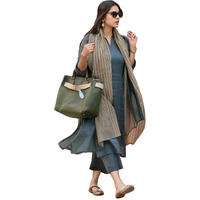 ANNI DESIGNER Women's Rayon Blend Solid Straight Kurta with Pant & Dupatta (Raja Saab Grey-VKS12_L_Grey_Large)
