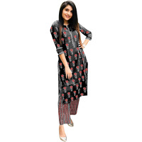 ANNI DESIGNER Women's Cotton Straight Kurta with Palazzo (KUR106_S_Yellow_Small)