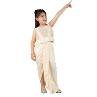 VASTRAMAY Girls' Cream Lehenga Set (VASGLC003GO_Size_22_Cream)