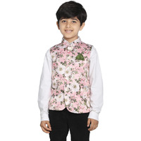VASTRAMAY Boys' Multicolor-Base-Pink Nehru Jacket_VASBJ055PN_24