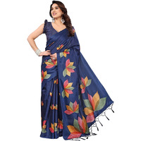 Yashika Women's Printed Art Silk Women Saree Kanjivaram Saree with Blouse Material |saree for Women | Saree | New Sari | Latest Saree (AZ-YS-P1-DENISHA NAVY JHALAR)