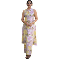 ANNI DESIGNER Women's Rayon Viscose A-Line Printed Kurta with Palazzo (ANGU Purple_M_Purple_Medium)