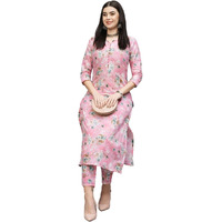 ANNI DESIGNER Women's Cotton Blend Straight Printed Kurta with Pant (Buddi Pink_XXL_Pink_XX-Large)