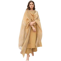 ANNI DESIGNER Women's Rayon Viscose Printed Straight Kurta with Pant & Dupatta (Purika Yellow-VKS02_M_Yellow_Medium)