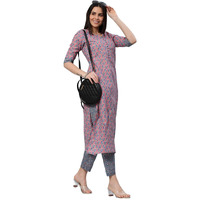 ANNI DESIGNER Women's Cotton Blend Straight Printed Kurta with Pant (Padwil Pink-Nw5_XL_Pink_X-Large)