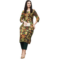 ANNI DESIGNER Women's Cotton Blend Straight Printed Kurta with Pant (Jabala Green_S_Green_Small)