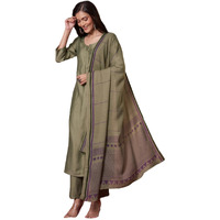 ANNI DESIGNER Women's Rayon Viscose Solid Straight Kurta with Pant & Dupatta (Raja Saab Green-VKS14_L_Green_Large)