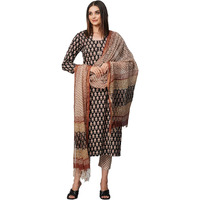 ANNI DESIGNER Women's Cotton Blend Straight Printed Kurta with Pant & Dupatta (Nayantara Black-NSW_S_Black_Small)