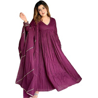 ANNI DESIGNER Women's Rayon Viscose Yoke Anarkali Kurta with Pant & Dupatta (Suruchi Wine_XXL_Wine_XX-Large)