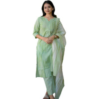 ANNI DESIGNER Women's Rayon Viscose Straight Printed Kurta with Pant & Dupatta (Ajman Green_L_Green_Large)