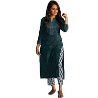 ANNI DESIGNER Women's Cotton Straight Kurta with Palazzo (ATS Green New_S_Green_Small)