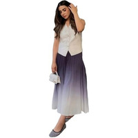 ANNI DESIGNER Women's Rayon Viscose Printed Maxi Dress Set (SARWALA White_M_White_Medium)