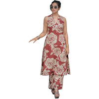 ANNI DESIGNER Women's Rayon Viscose A-Line Printed Kurta with Palazzo (AADAT RED_M_Red_Medium)