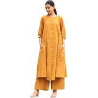ANNI DESIGNER Women's Rayon Viscose A-Line Printed Kurta with Palazzo (Khergam Yellow_XXL_Mustard_XX-Large)