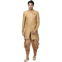 VASTRAMAY Men's Beige Silk Blend Sherwani Set_VASMIW005BGnCDRG_46