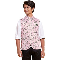 VASTRAMAY YUVA Boys' Multicolor-Base-Pink Nehru Jacket_VYUVBJ055PN_36L