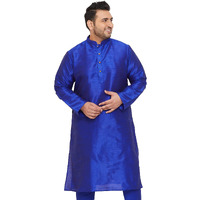 VASTRAMAY Plus Men's Blue Silk Blend Kurta (VPLUSMK001BU_52)
