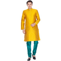 VASTRAMAY Men Cotton Kurta and Pyjama Set Ethnicwear (VASMKMD001nPGN_42 Colour: Gold Size: 42)
