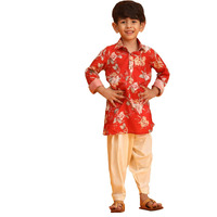 VASTRAMAY Boy's Multicolor Base Red Kurta Patiala Set_VASBK181RDnPTYCR_22
