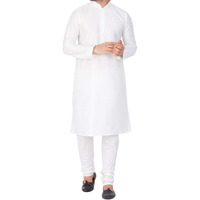 VASTRAMAY Men Cotton Silk Kurta and Pyjama Set (White_VASMKWH001nPDWH_40)