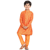 JBN Creation Boys' Orange Cotton Blend Kurta Pyjama Set (VASBK071ORnPVOR_Age-13-14 Years_Orange)