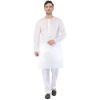 VASTRAMAY Men's White Cotton Addi Kurta_VASMK123nPWH_36