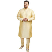 VASTRAMAY Mens Silk Cotton Blend Kurta Pajama Set  Comfortable Solid Kurta with Churidar Pyjama