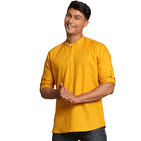 VASTRAMAY Men's Mustard Cotton Blend Short Kurta-VASMXK015MD_40