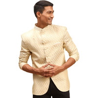 VASTRAMAY Royal Silk Banarasi Jodhpuri Coat  Premium Woven Fabric with Long-Lasting Sheen, Prince Coat for Men