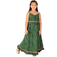 VASTRAMAY Girls' Green Bandhani Lehenga Set_VASGLC006GN_20