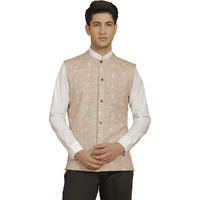 VASTRAMAY Men's Cotton Kurta I Self Design Jacket Regular Nehru Jacket I Fastive Party Wedding Neharu Jackets_VASMJ295BG_40